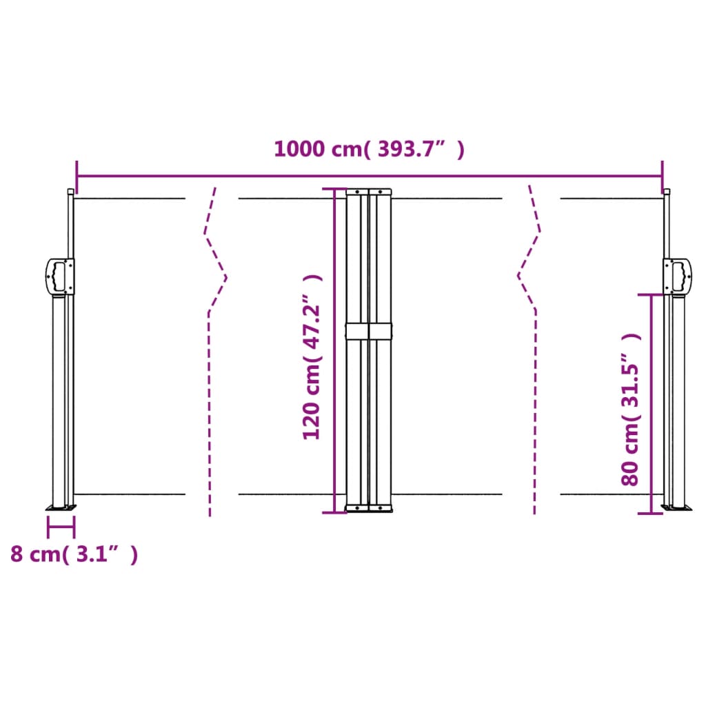 Retractable Side Awning Taupe 120x1000 cm