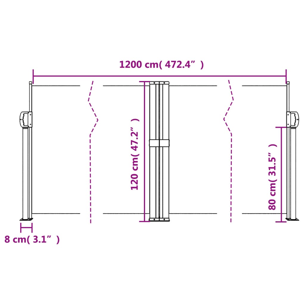 Retractable Side Awning Cream 120x1200 cm