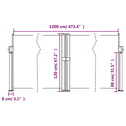 Retractable Side Awning Cream 120x1200 cm