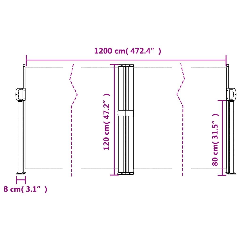 Retractable Side Awning Blue 120x1200 cm