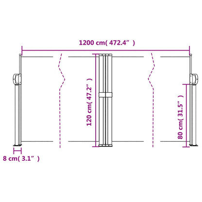 Retractable Side Awning Blue 120x1200 cm