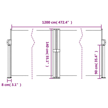 Retractable Side Awning Terracotta 140x1200 cm