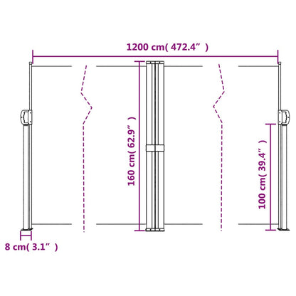 Retractable Side Awning Anthracite 160x1200 cm