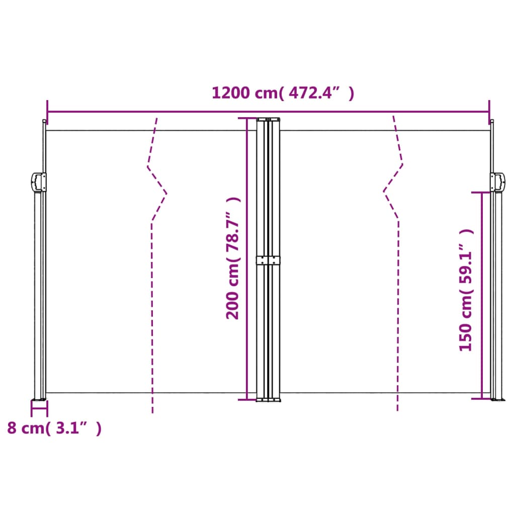 Retractable Side Awning Terracotta 200x1200 cm