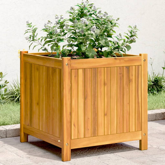 Garden Planter with Liner 50x50x50 cm Solid Wood Acacia