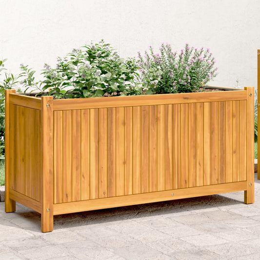 Garden Planter with Liner 99.5x38x50 cm Solid Wood Acacia