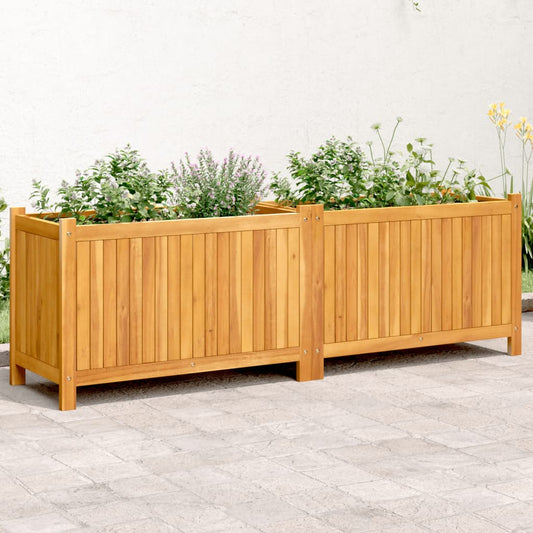 Garden Planter with Liner 153x38.5x50 cm Solid Wood Acacia