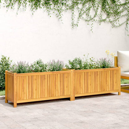 Garden Planter with Liner 199x38.5x50 cm Solid Wood Acacia