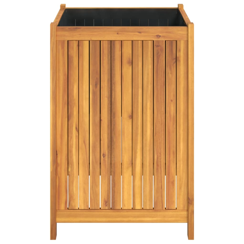 Garden Planter with Liner 50x50x75 cm Solid Wood Acacia
