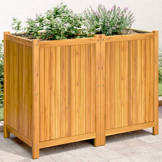 Garden Planter with Liner 100x50x75 cm Solid Wood Acacia