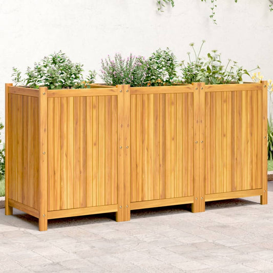 Garden Planter with Liner 150x50x75 cm Solid Wood Acacia