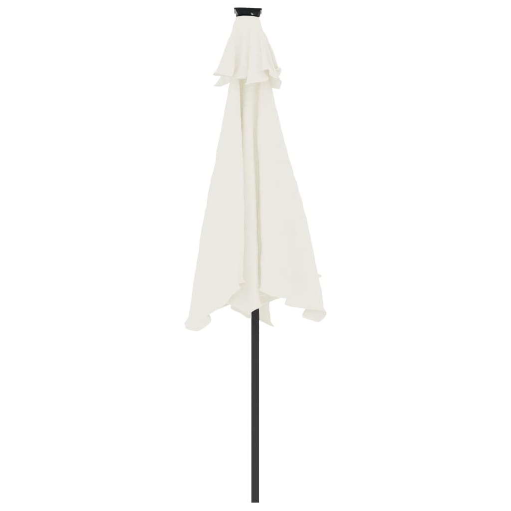 Garden Parasol with LEDs and Steel Pole White 225x225x212cm