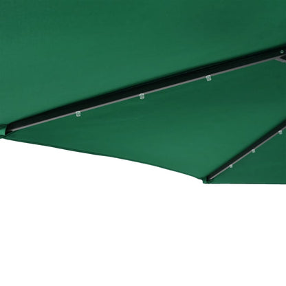 Garden Parasol with LEDs and Steel Pole Green 225x225x212cm