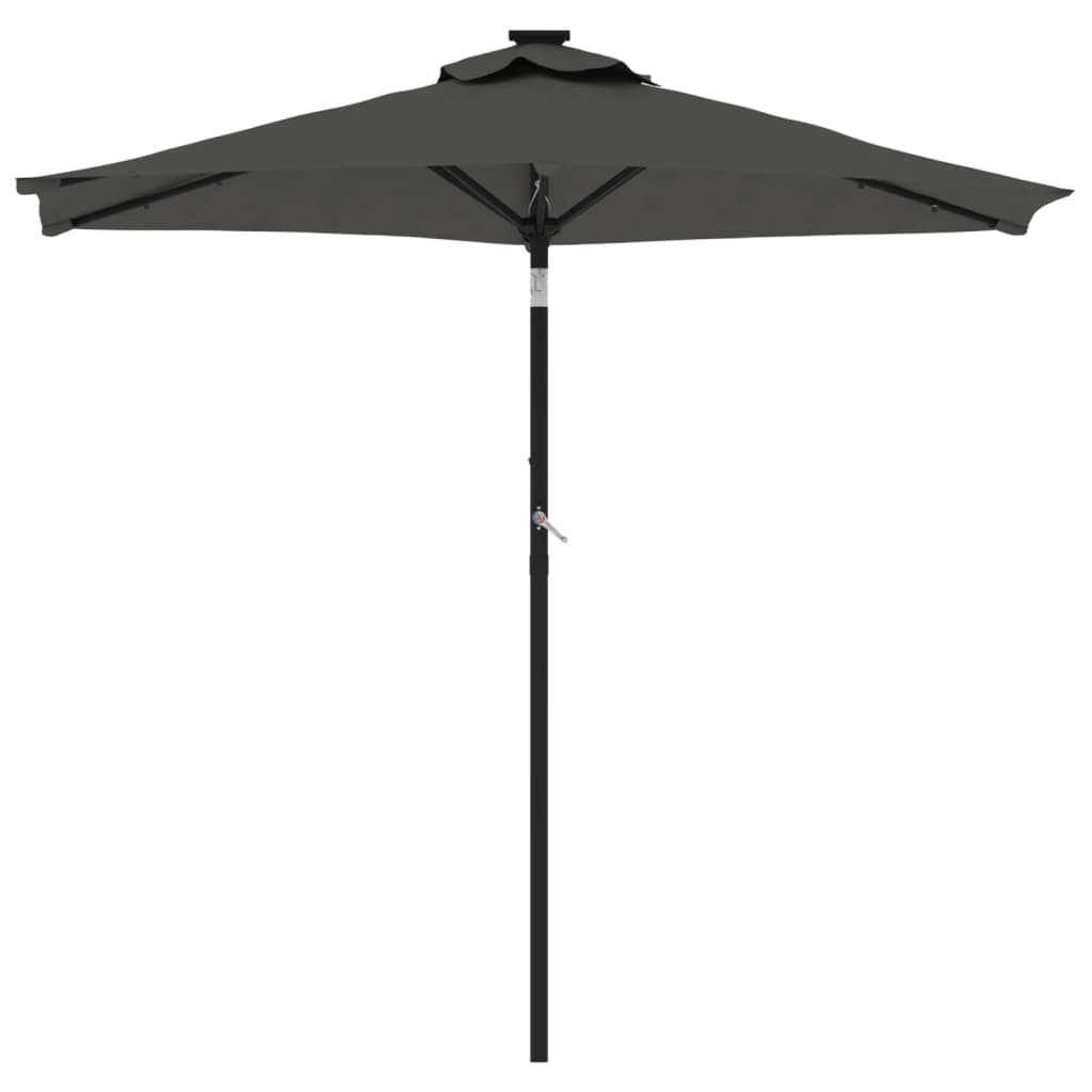 Garden Parasol with LEDs and Steel Pole Anthracite 225x225x212cm