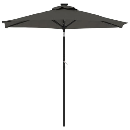 Garden Parasol with LEDs and Steel Pole Anthracite 225x225x212cm