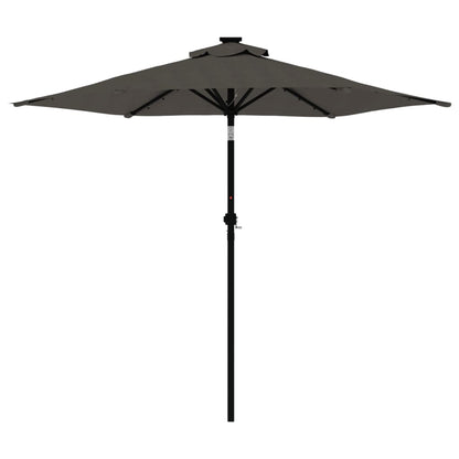 Garden Parasol with LEDs and Steel Pole Anthracite 225x225x212cm