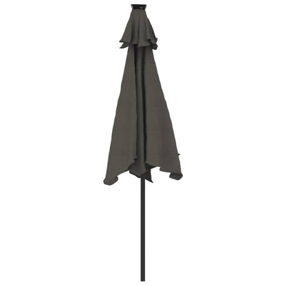 Garden Parasol with LEDs and Steel Pole Anthracite 225x225x212cm