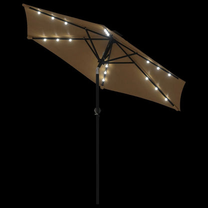 Garden Parasol with LEDs and Steel Pole Taupe 225x225x212cm