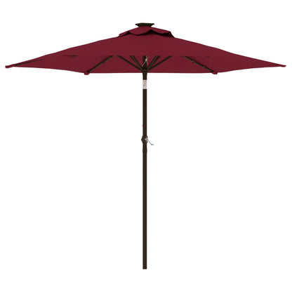 Garden Parasol with LEDs and Steel Pole Bordeaux Red 225x225x212cm