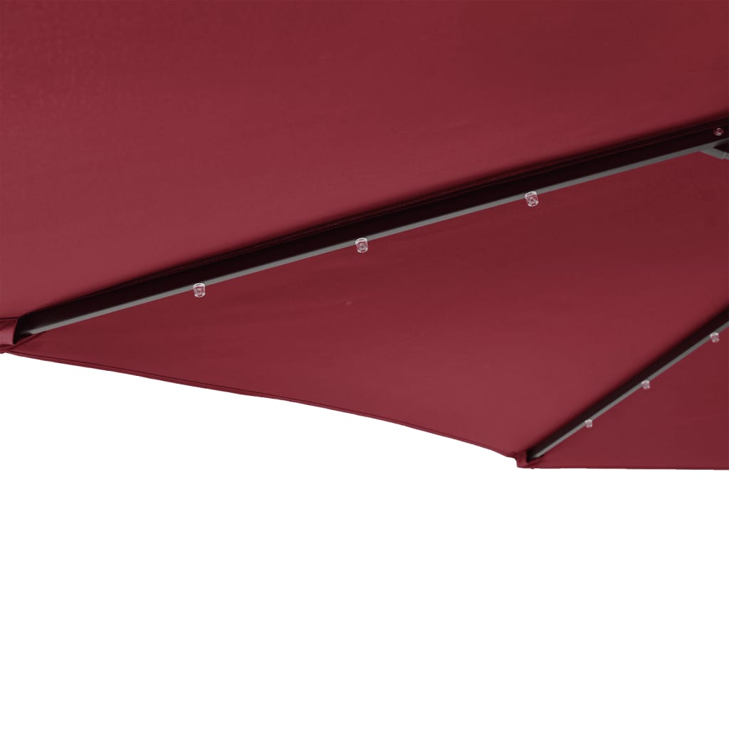 Garden Parasol with LEDs and Steel Pole Bordeaux Red 225x225x212cm