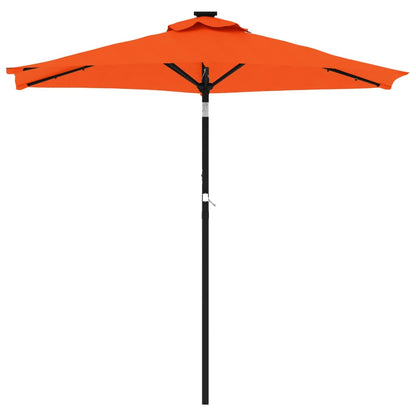 Garden Parasol with LEDs and Steel Pole Terracotta 225x225x212cm