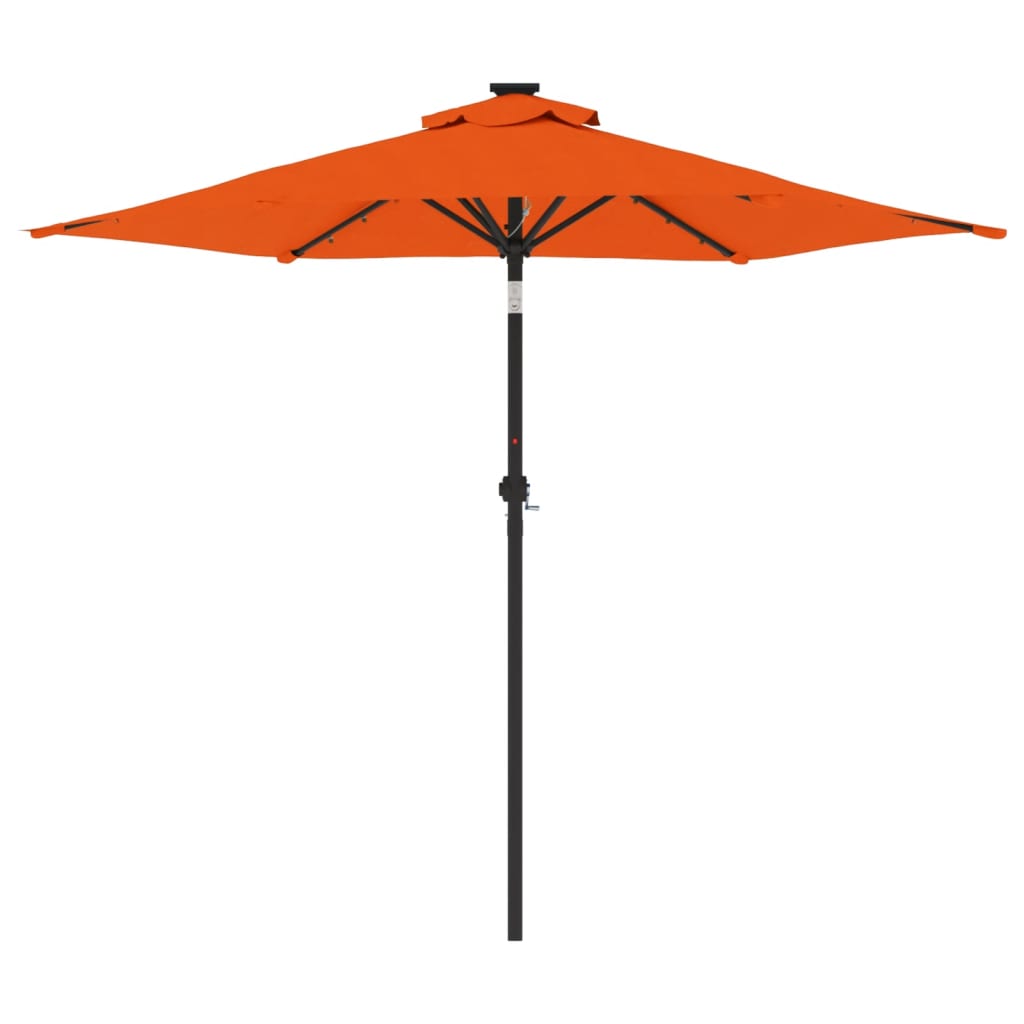 Garden Parasol with LEDs and Steel Pole Terracotta 225x225x212cm