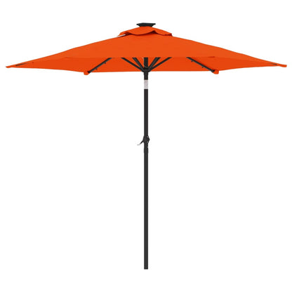 Garden Parasol with LEDs and Steel Pole Terracotta 225x225x212cm