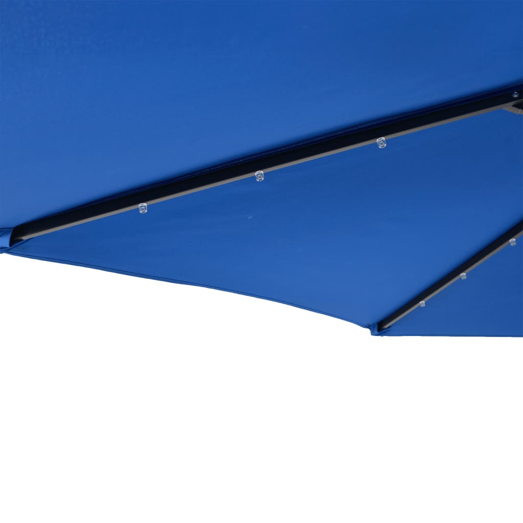 Garden Parasol with LEDs and Steel Pole Azure Blue 225x225x212cm