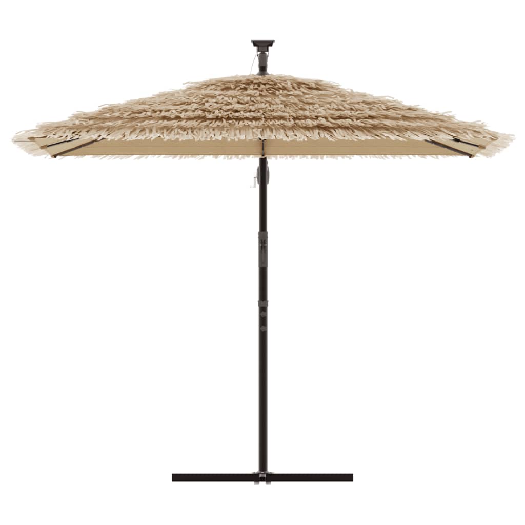 Garden Parasol with LEDs and Steel Pole Brown 246x246x230 cm