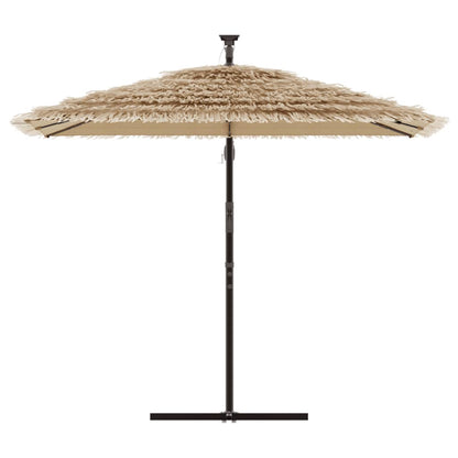 Garden Parasol with LEDs and Steel Pole Brown 246x246x230 cm