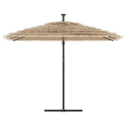 Garden Parasol with with LEDs and Steel Pole Brown 290x290x238 cm