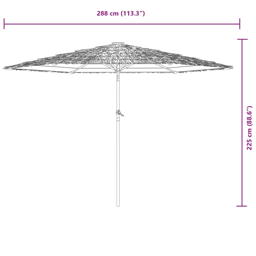 Garden Parasol with Steel Pole Brown 288x288x225 cm