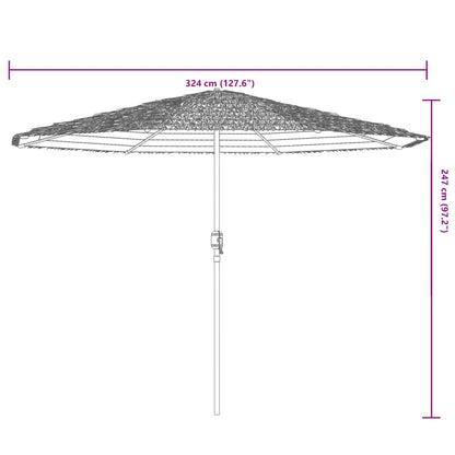 Garden Parasol with Steel Pole White 324x324x247 cm