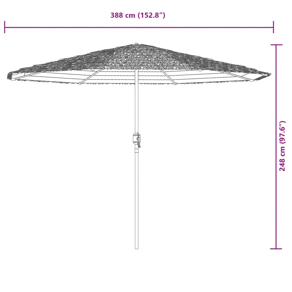 Garden Parasol with Steel Pole Brown 388x388x248 cm