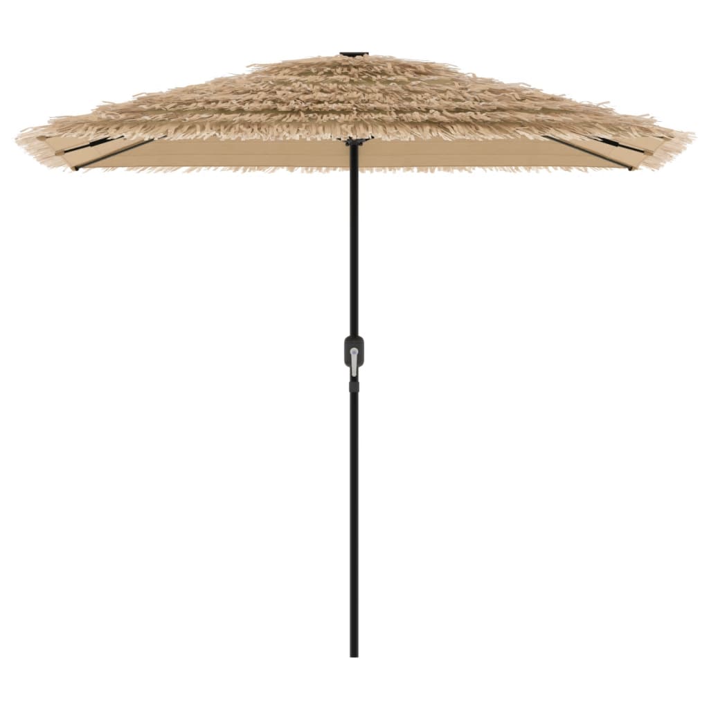 Garden Parasol with LEDs and Steel Pole Brown 248x248x248 cm