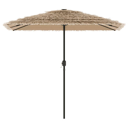 Garden Parasol with LEDs and Steel Pole Brown 248x248x248 cm