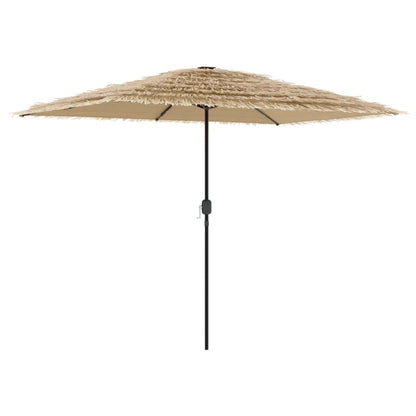 Garden Parasol with LEDs and Steel Pole Brown 300x200x250 cm