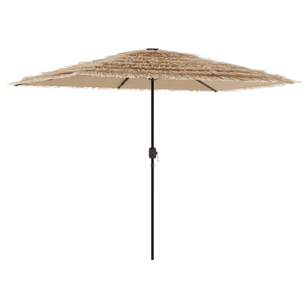 Garden Parasol with LEDs and Steel Pole Brown 300x200x250 cm