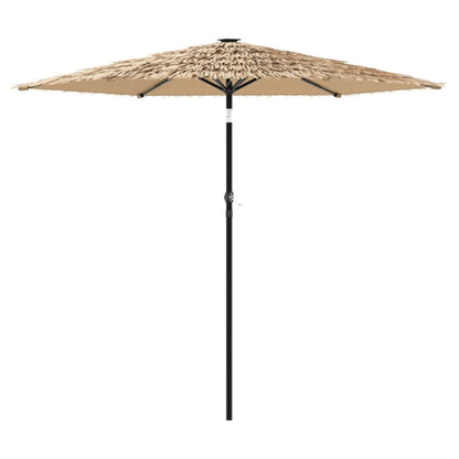 Garden Parasol with LEDs and Steel Pole Brown 268x268x226 cm