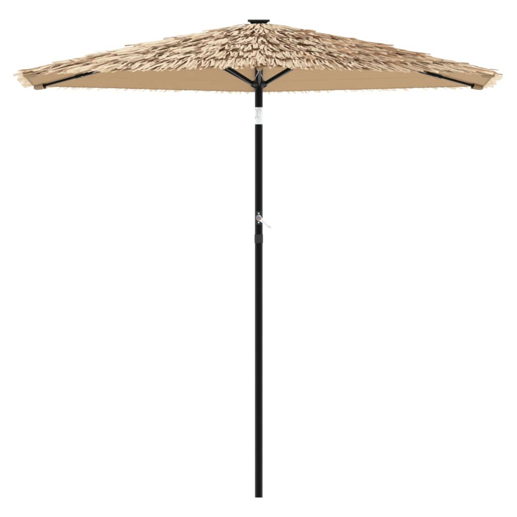 Garden Parasol with LEDs and Steel Pole Brown 268x268x226 cm