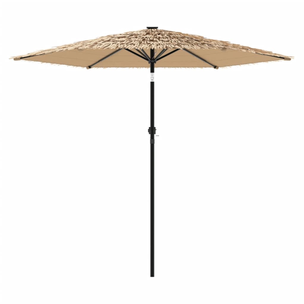 Garden Parasol with LEDs and Steel Pole Brown 268x268x226 cm