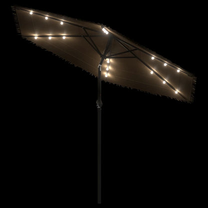 Garden Parasol with LEDs and Steel Pole Brown 268x268x226 cm