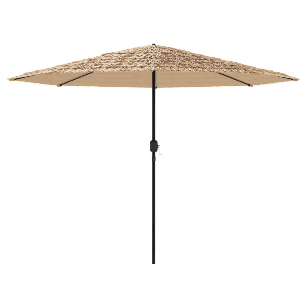 Garden Parasol with LEDs and Steel Pole Brown 324x324x247 cm