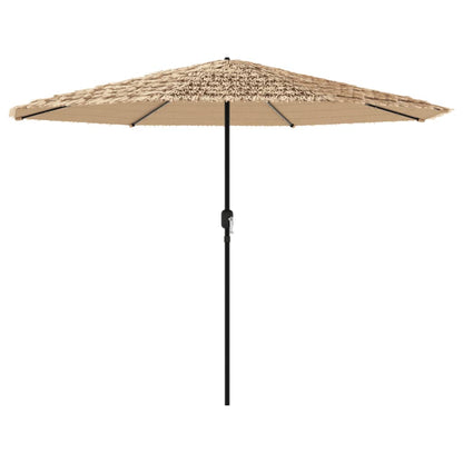 Garden Parasol with LEDs and Steel Pole Brown 388x388x248 cm