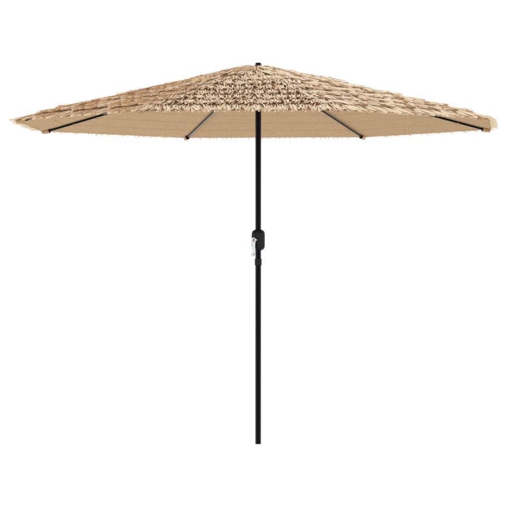 Garden Parasol with LEDs and Steel Pole Brown 388x388x248 cm