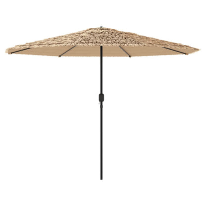 Garden Parasol with LEDs and Steel Pole Brown 388x388x248 cm