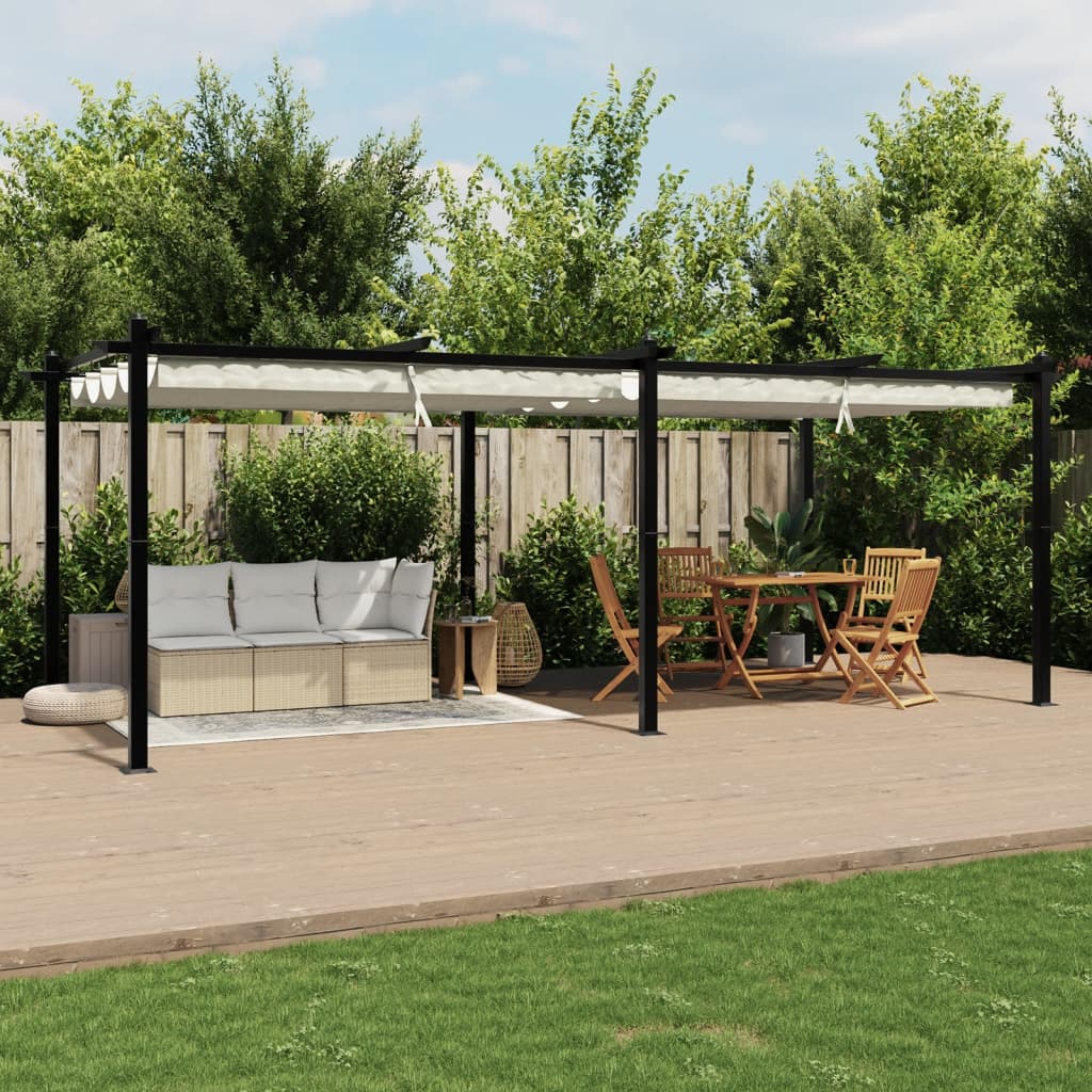 Garden Gazebo with Retractable Roof Cream 3x6 m Aluminium