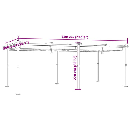 Garden Gazebo with Retractable Roof Cream 3x6 m Aluminium