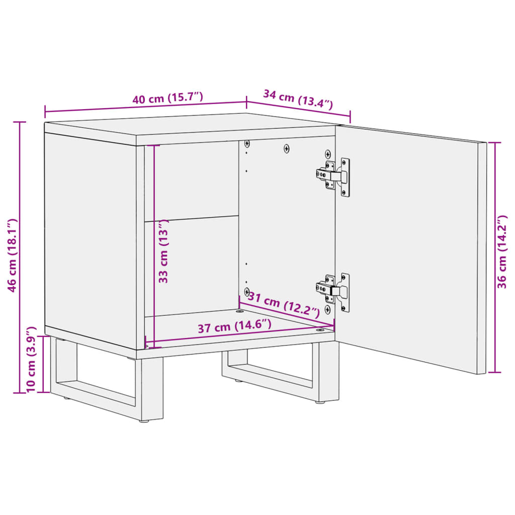 Bedside Cabinets 2 pcs 40x34x46 cm Solid Wood Reclaimed