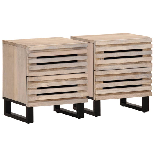 Bedside Cabinets 2 pcs 40x33x46 cm Solid Wood Bleached Mango